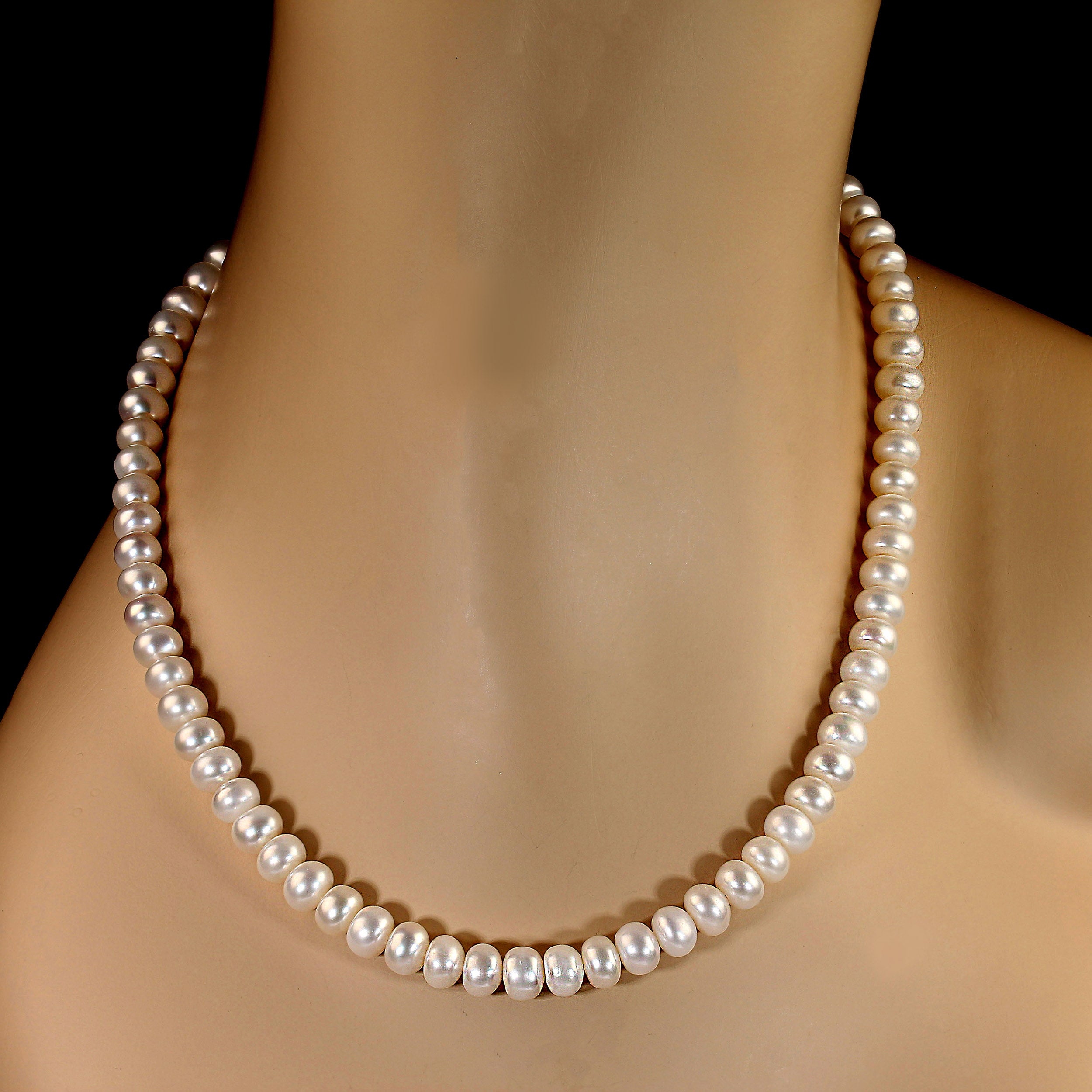 AJD 17 Zoll weißer Knopf Perlenkette Perfektes Geschenk