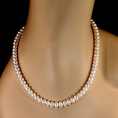 AJD 17 Inch White Button Pearl Necklace  Perfect Gift