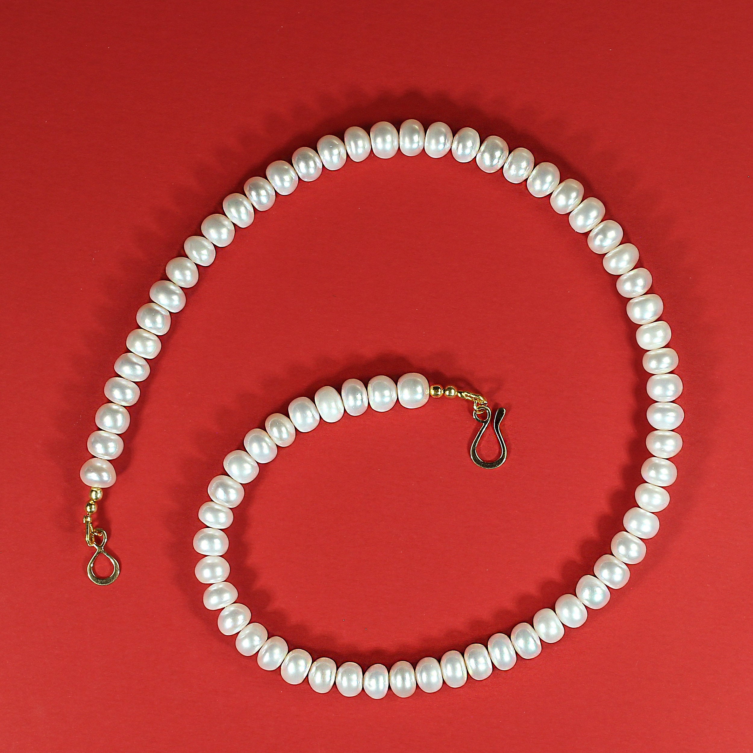 AJD Collana di perle a bottone bianche da 17 pollici Regalo perfetto