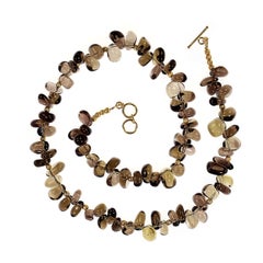 AJD 22 Inch Highly Polished Smoky Quartz Nugget Necklace