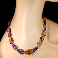 Artisan 18-Inch Gold-Plated Ametrine Beaded Necklace, USA, New