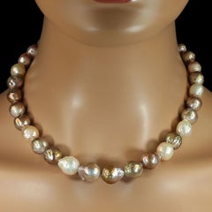 Aria Jewelry Design 18-Inch Baroque Pearl Necklace, Iridescent Colors