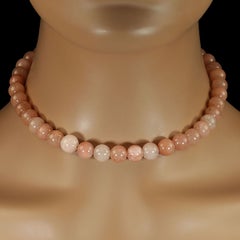 Peach/Orange Agate Beaded Necklace by Aria Jewelry Design, 16-Inch
