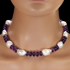 Aria Jewelry Design 17-Inch Freshwater Pearl & Amethyst Necklace, New