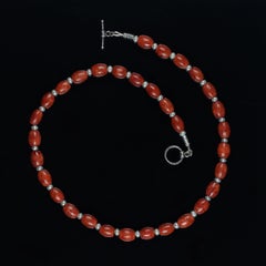 AJD 18 Inch Orange Spongy Coral and Pearl Necklace