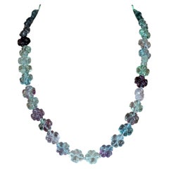 AJD 24 Inch Transparent Multi color Fluorite Necklace