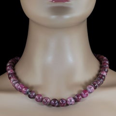 AJD 23.5 Inch Elegant Raspberry Red Rhodonite necklace