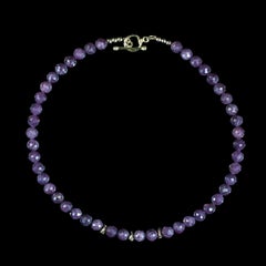 AJD Elegant 17 Inch Purple/Red Faceted Ruby necklace with toggle clasp