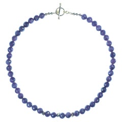 AJD Elegant 17 Inch Purple/Red Faceted Ruby necklace with toggle clasp