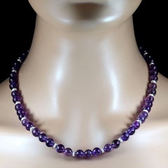 AJD 19.5 Inch Highly Polished Transparent Amethyst Necklace