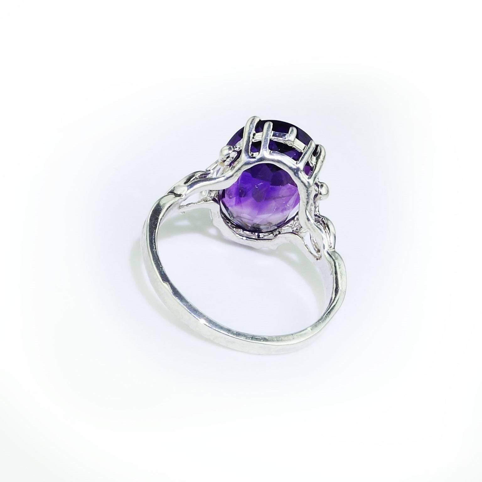 Oval Cut AJD Lovely Oval Amethyst Set in Sterling Silver Ring   February Birthstone