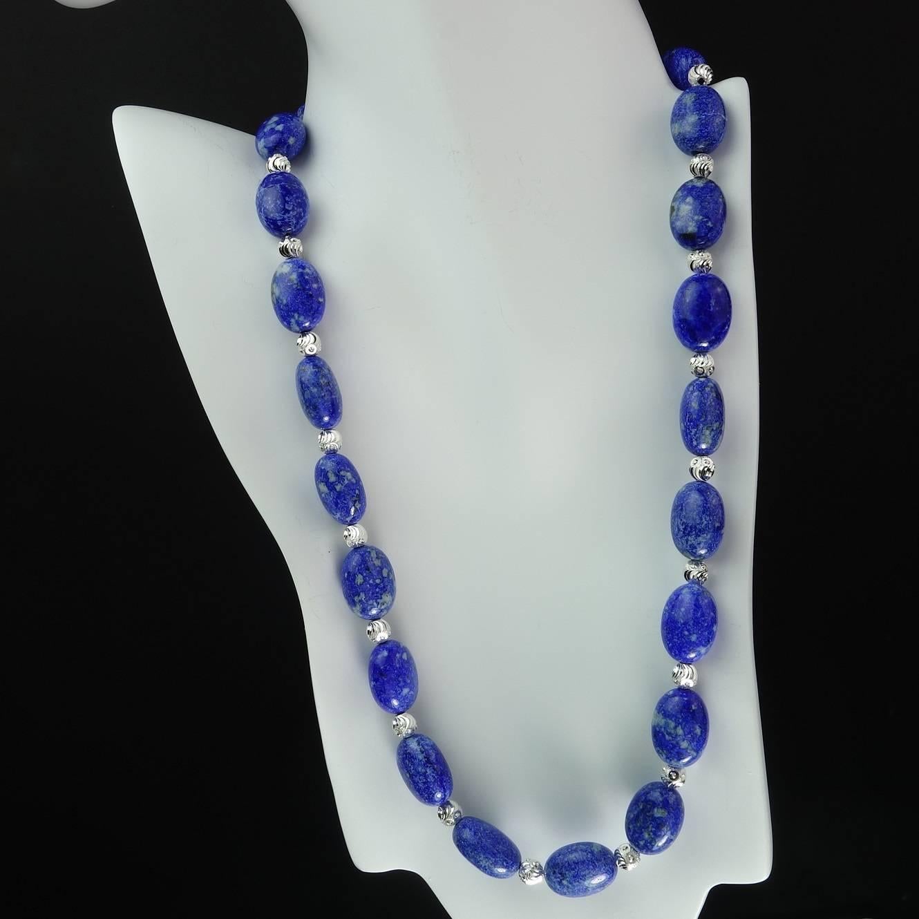 Artisan  Gemjunky Medium Blue Lapis Lazuli Puffy Nugget Necklace  