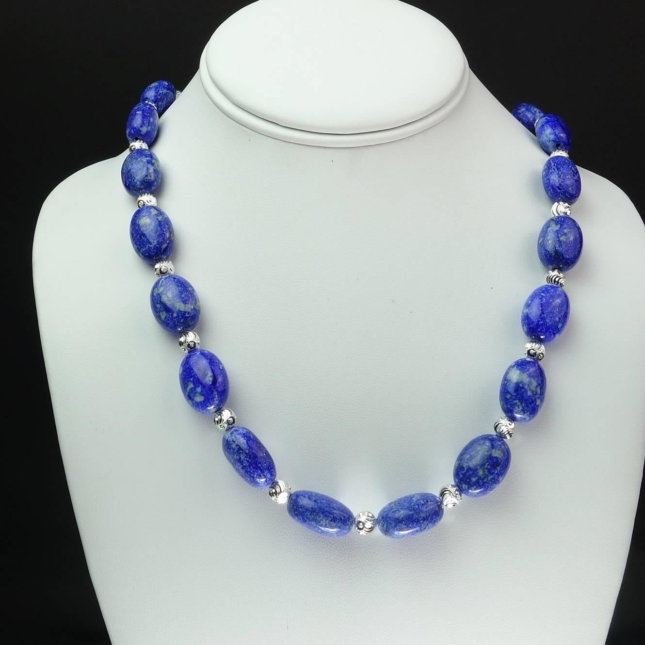 Women's  Gemjunky Medium Blue Lapis Lazuli Puffy Nugget Necklace  