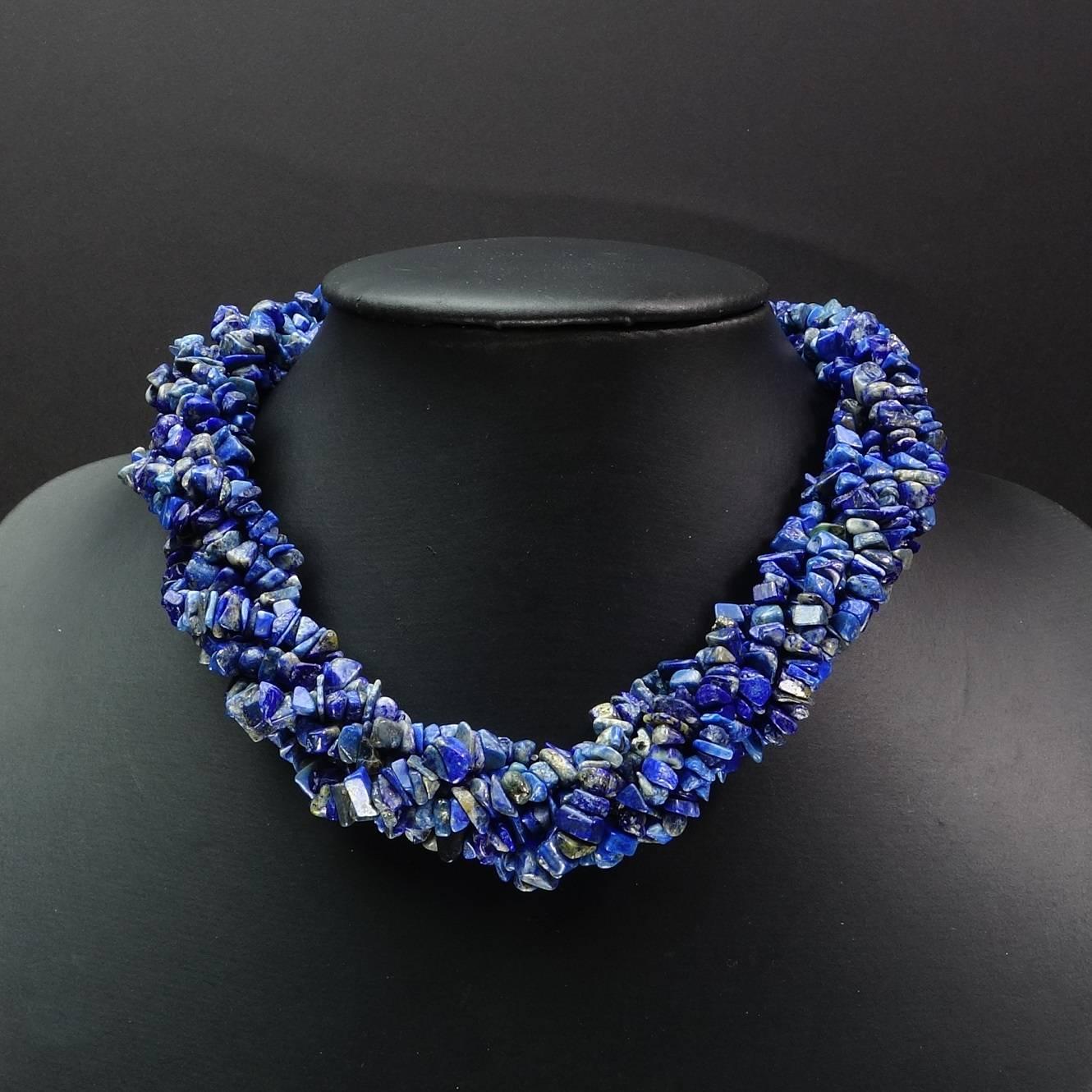 Lapis Lazuli Necklace in three strands  1