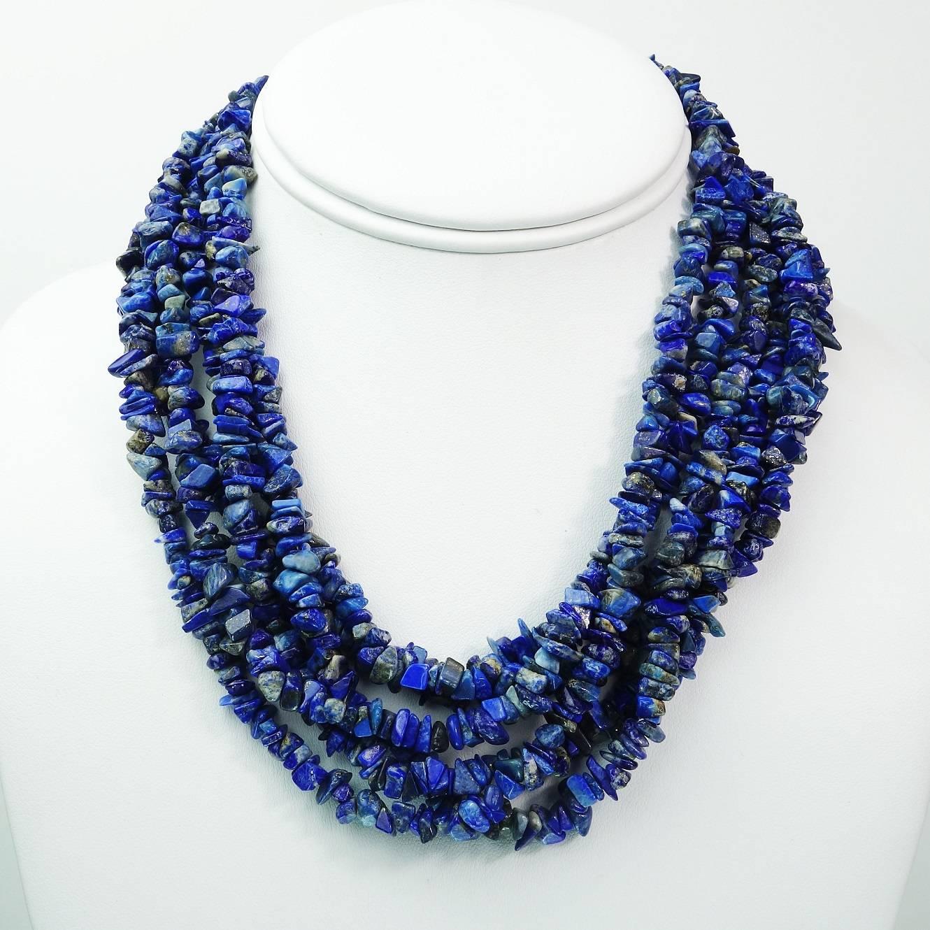 Lapis Lazuli Necklace in three strands  2