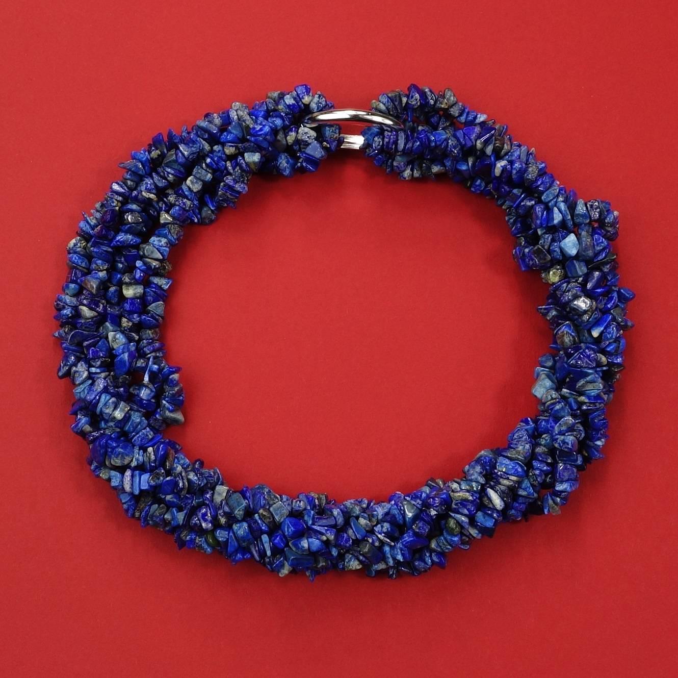 Lapis Lazuli Necklace in three strands  3