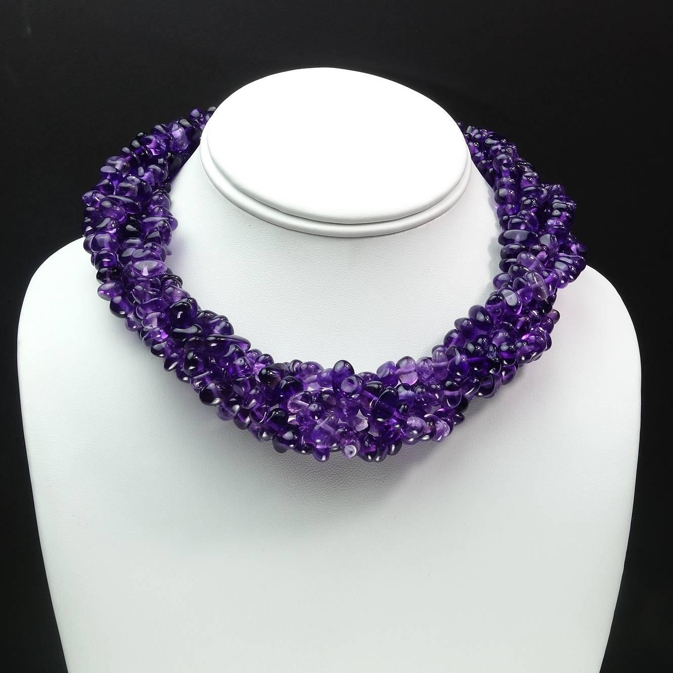 Women's Multi Strand Amethyst Necklace   February Birthstone