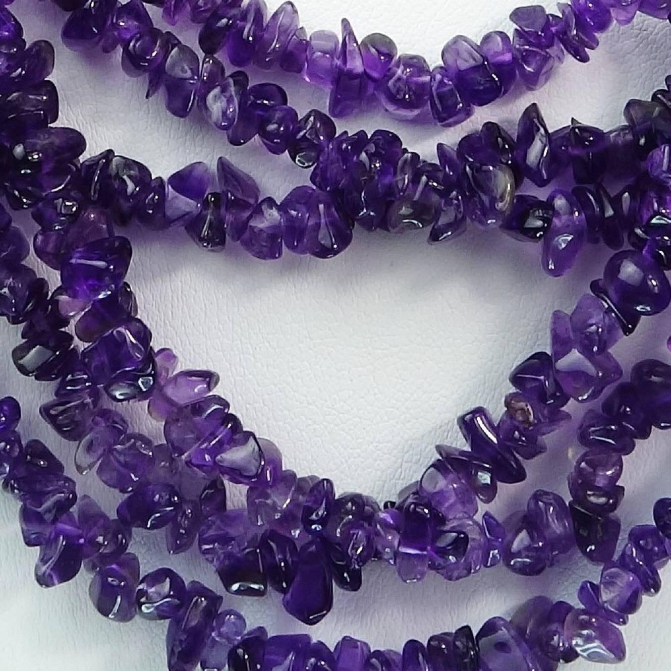 Multi Strand Amethyst Necklace   February Birthstone 1