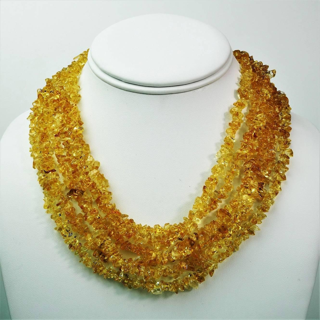 AJD Multi-Strand Citrine Necklace In New Condition In Raleigh, NC