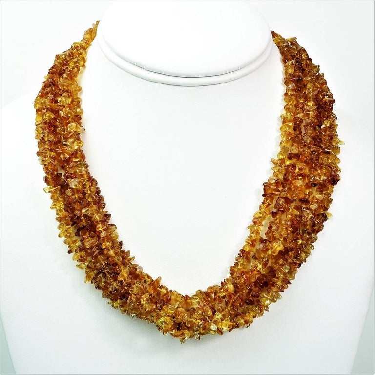MultiStrand Medium tone Citrine Necklace For Sale at 1stdibs
