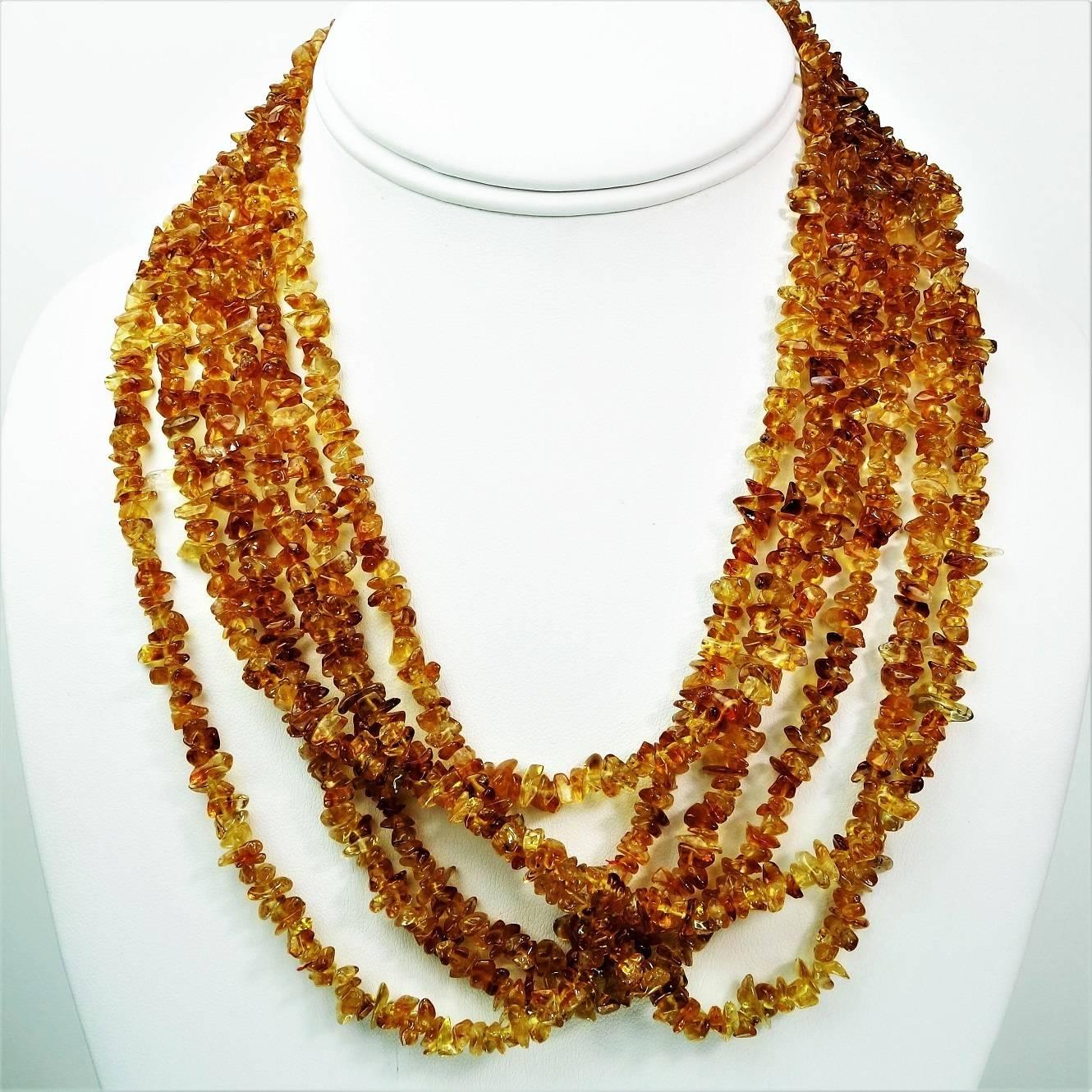 AJD Multi-Strand Medium Tone Citrine Necklace In New Condition In Raleigh, NC