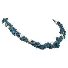 Apatite and Pearl Double strand Necklace