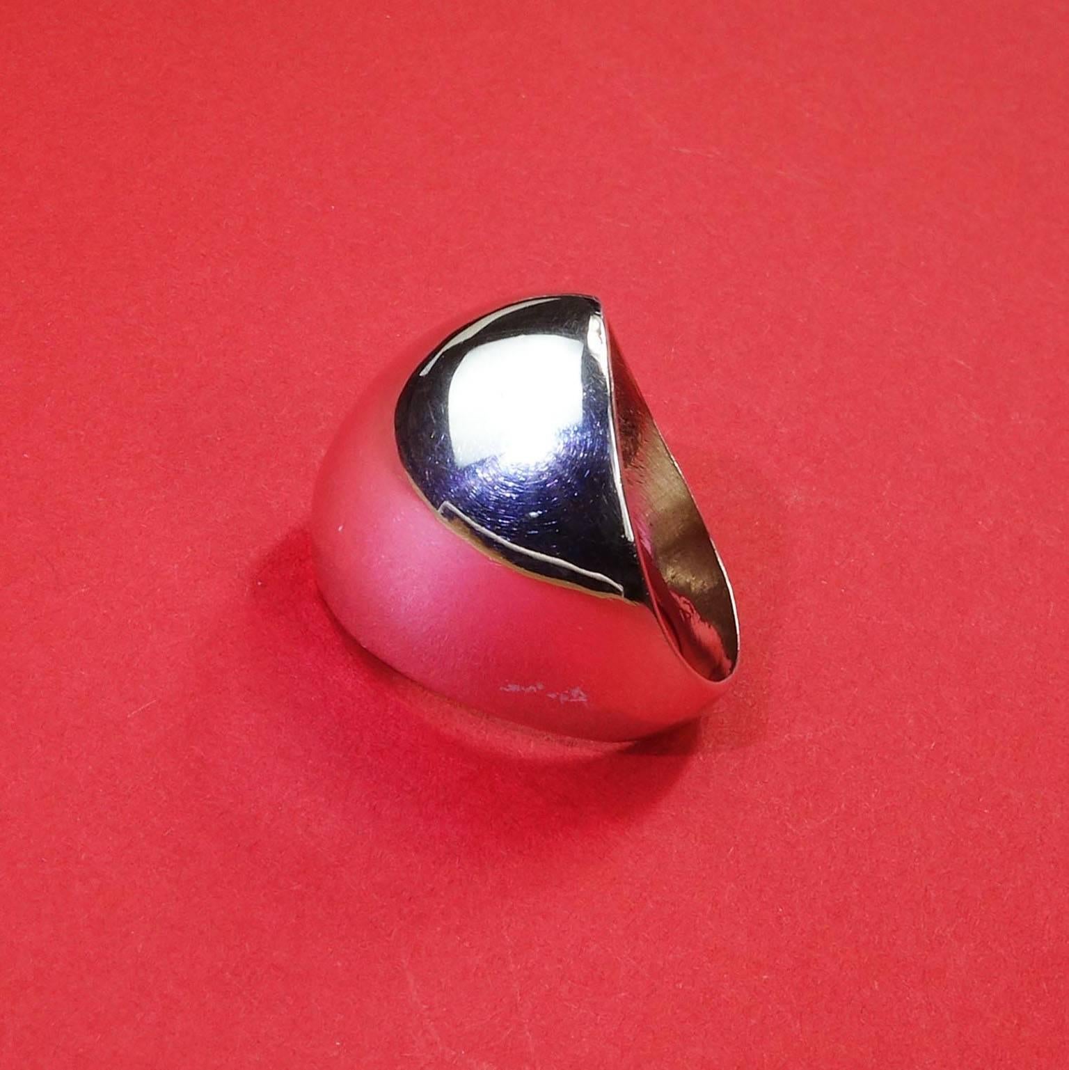 Modernist Sterling Silver Dome Ring 2