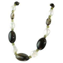 AJD Elegant 18 Inch Baroque Pearl and Smoky Quartz Necklace  Great Gift!!