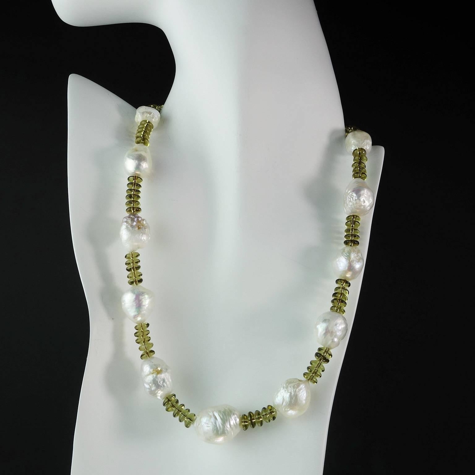 Artisan AJD Smoky Quartz and Baroque Pearl Necklace