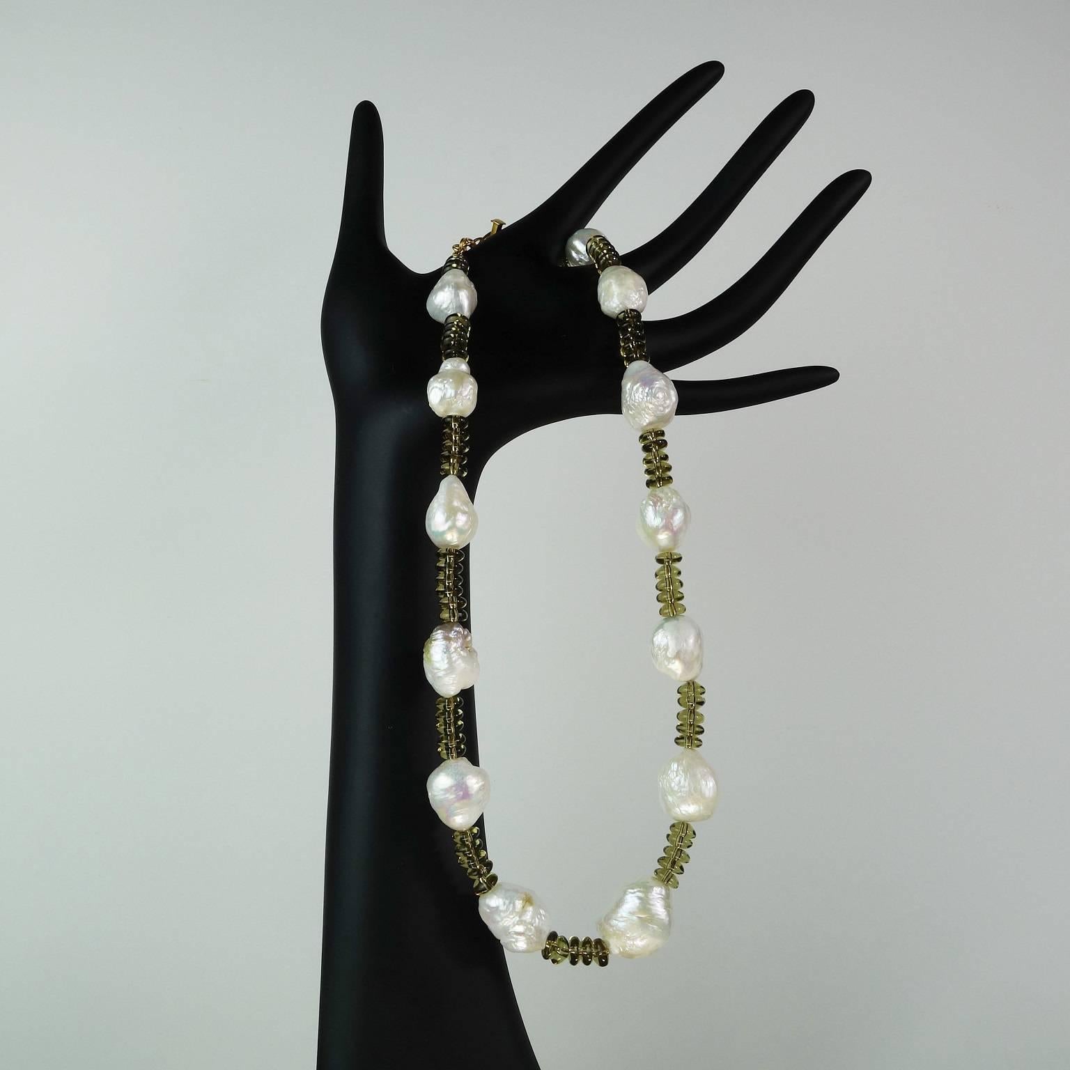 Bead AJD Smoky Quartz and Baroque Pearl Necklace