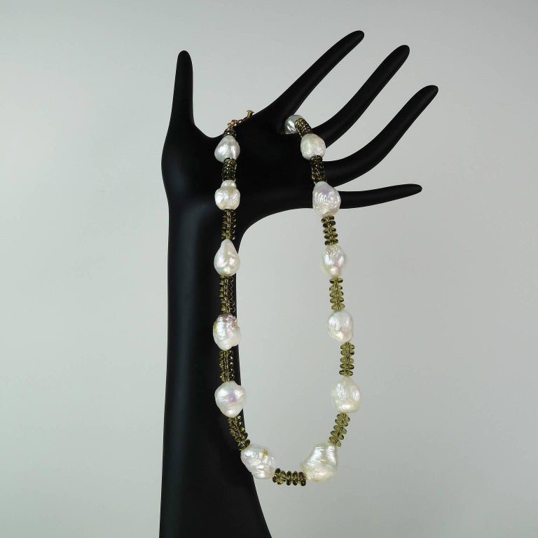 Bead AJD Smoky Quartz and Baroque Pearl Necklace For Sale