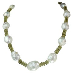 AJD Smoky Quartz and Baroque Pearl Necklace