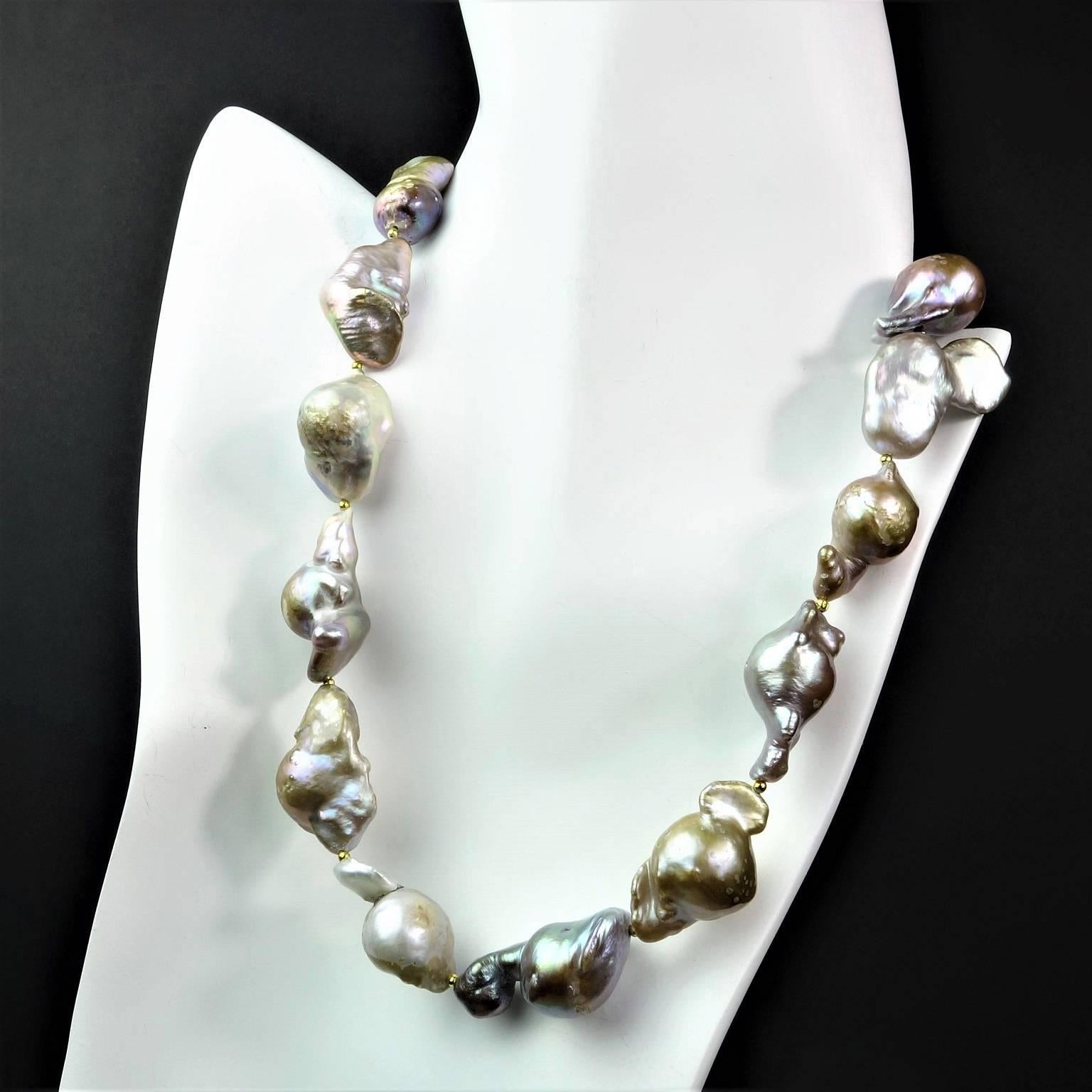 Baroque Pearl Necklace in Multi tones In New Condition In Raleigh, NC