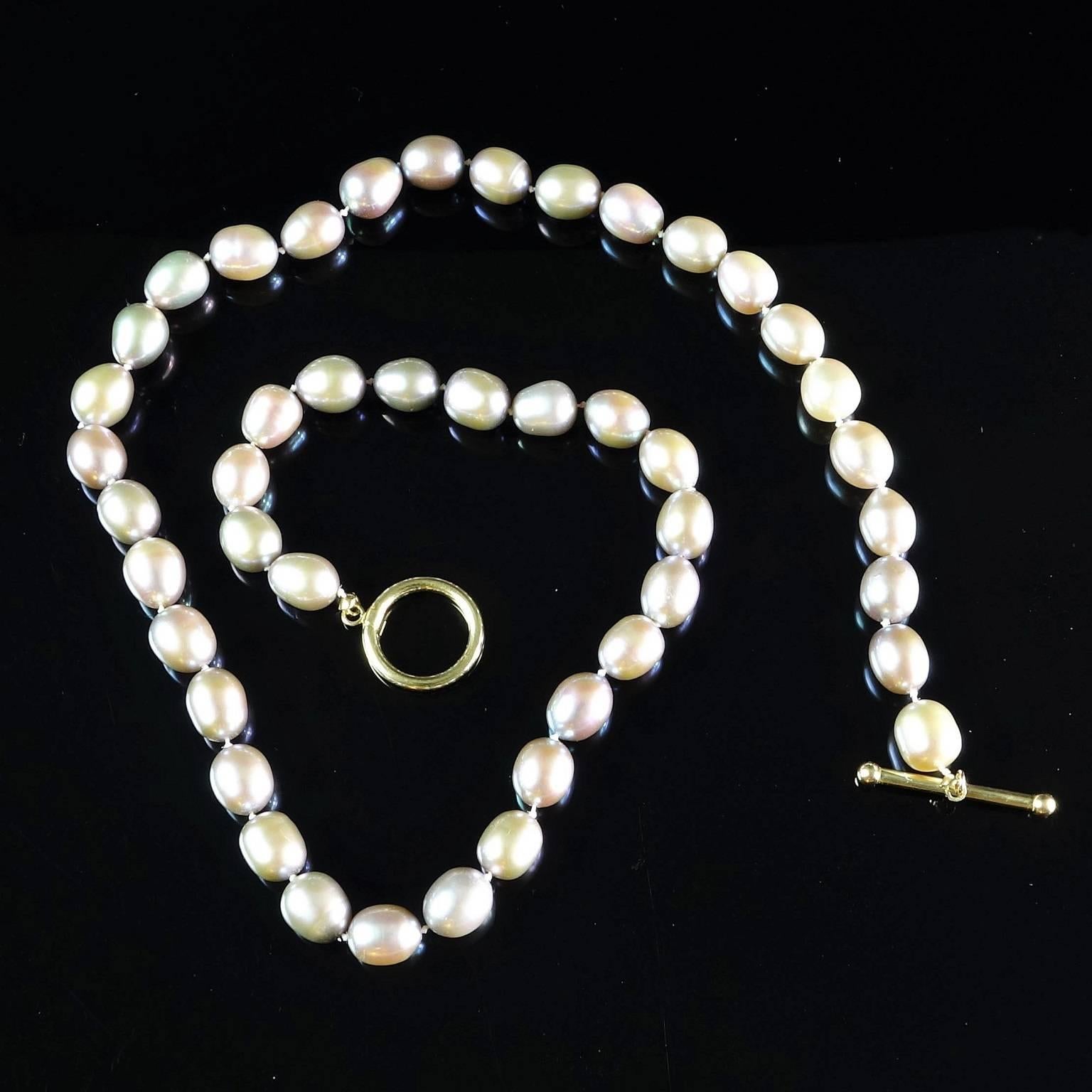 Freshwater Gray Pearl Necklace with 14Kt Gold Clasp 1