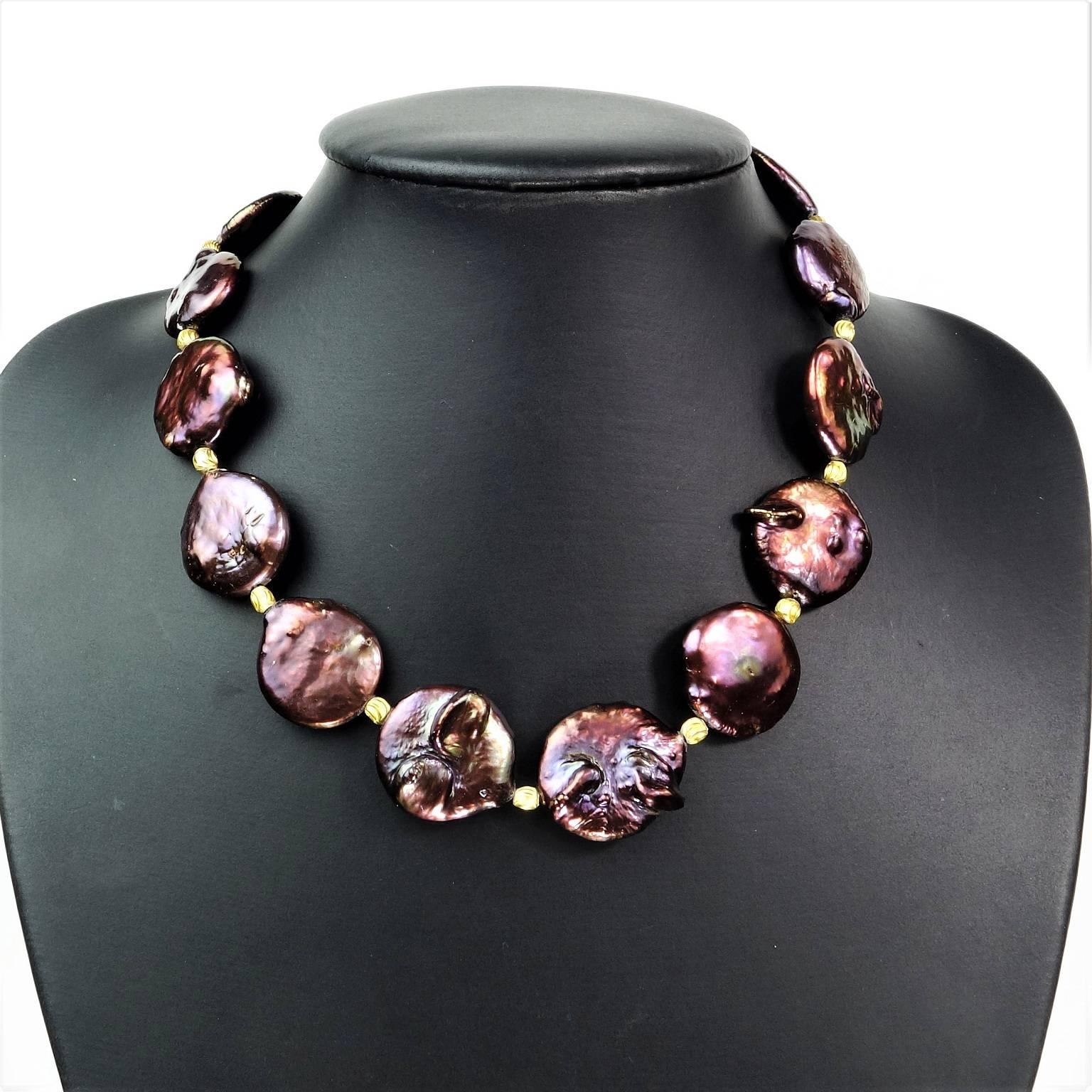 Bead AJD Bronzy Mauve Coin Pearl Choker Necklace