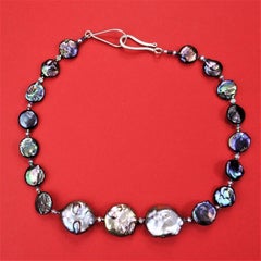 AJD Iridescent Mauve Coin Pearl Necklace