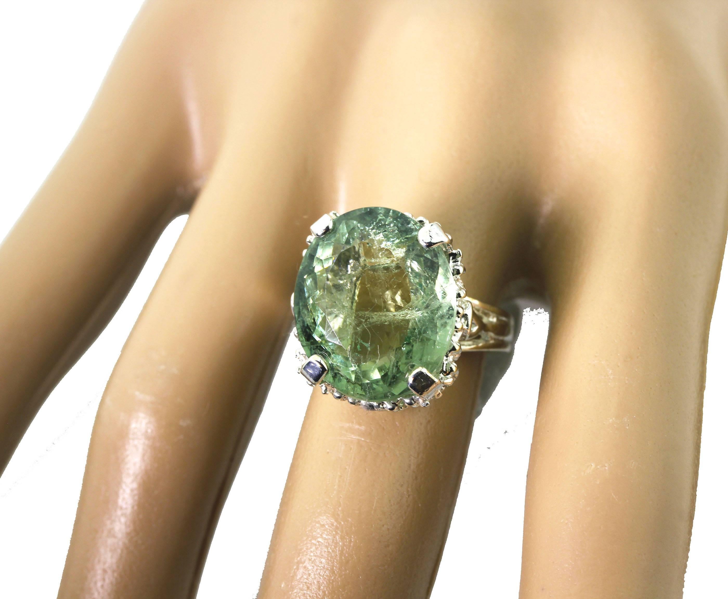 AJD Gorgeous Artistic Huge Spectacular 14.98 Cts Green Tourmaline Ring 3