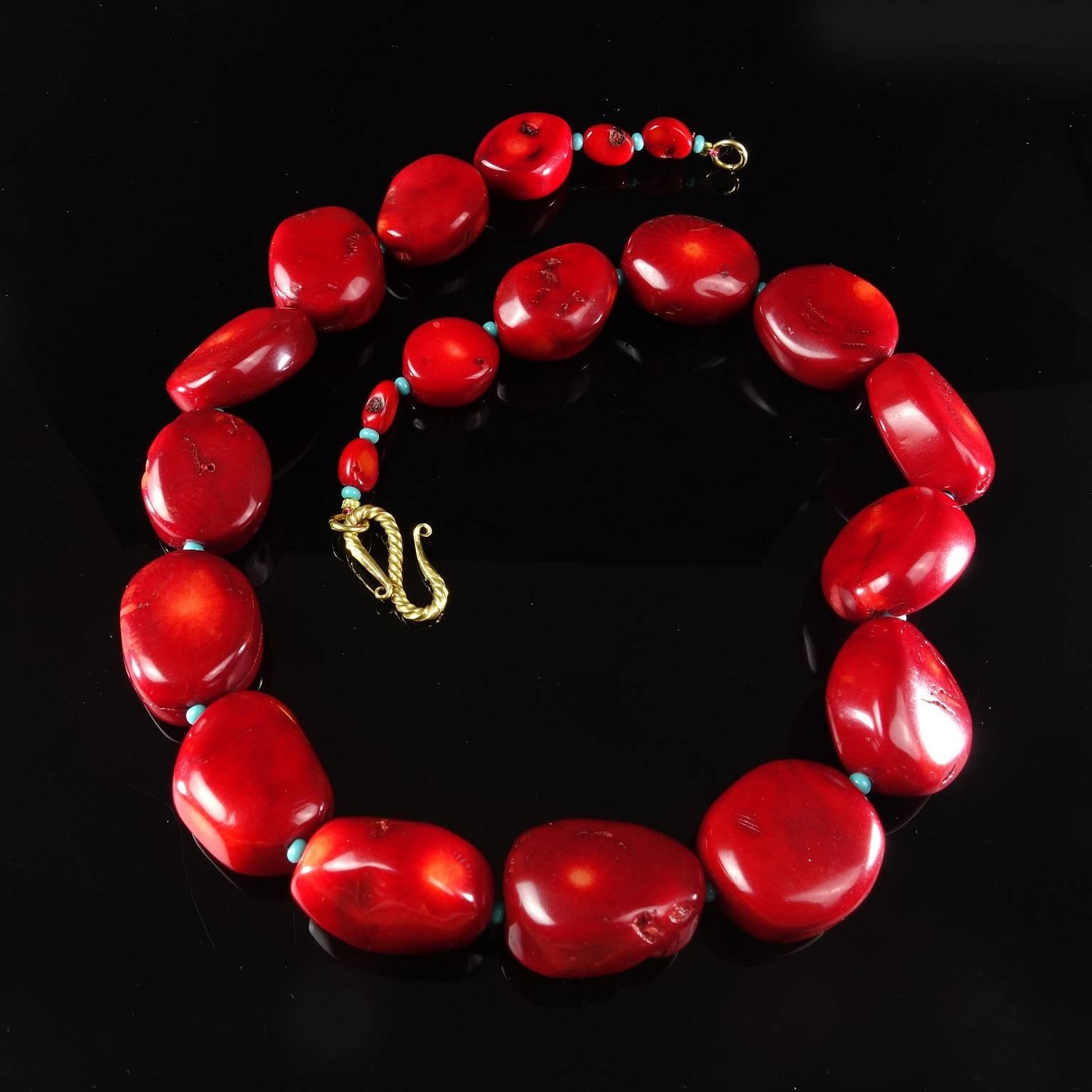 Women's or Men's Graduated Red Bamboo Coral Necklace