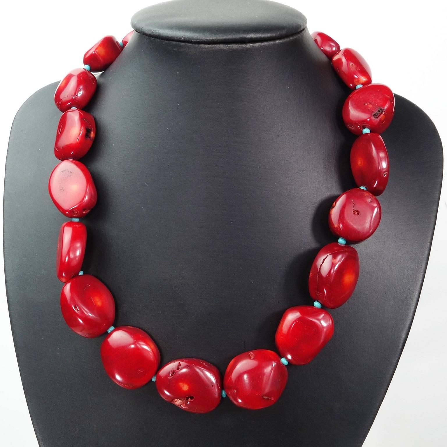 Graduated Red Bamboo Coral Necklace 2