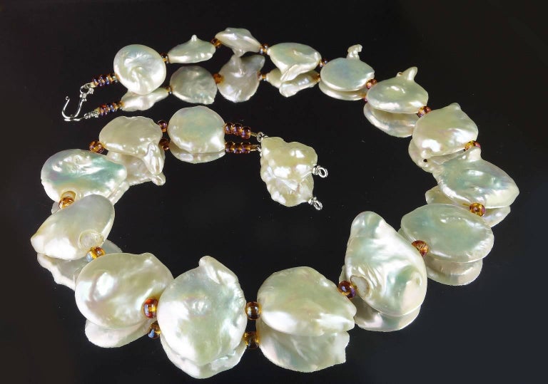 Artisan AJD Large White Coin Pearl Necklace For Sale
