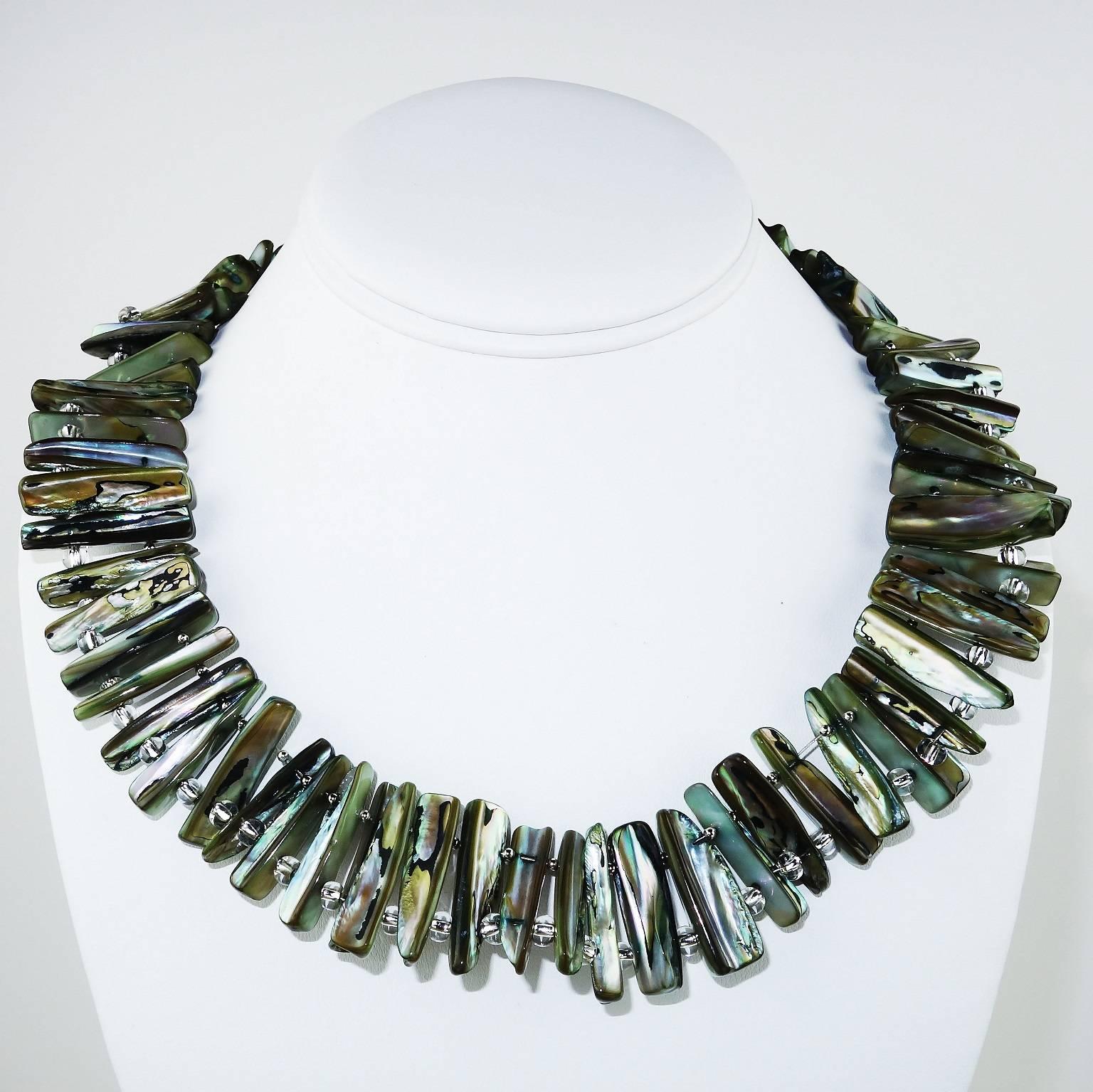 Artisan AJD Gray Blue Green Mother of Pearl Collar