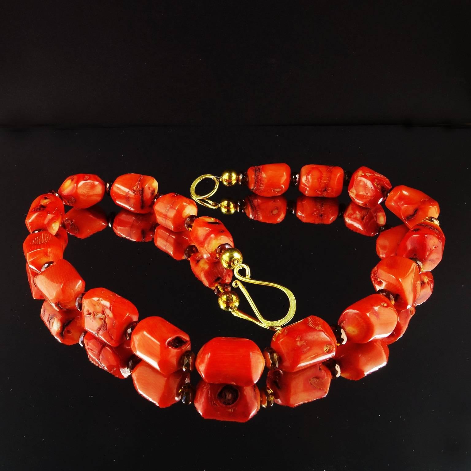 Women's Polished Orange Coral Necklace