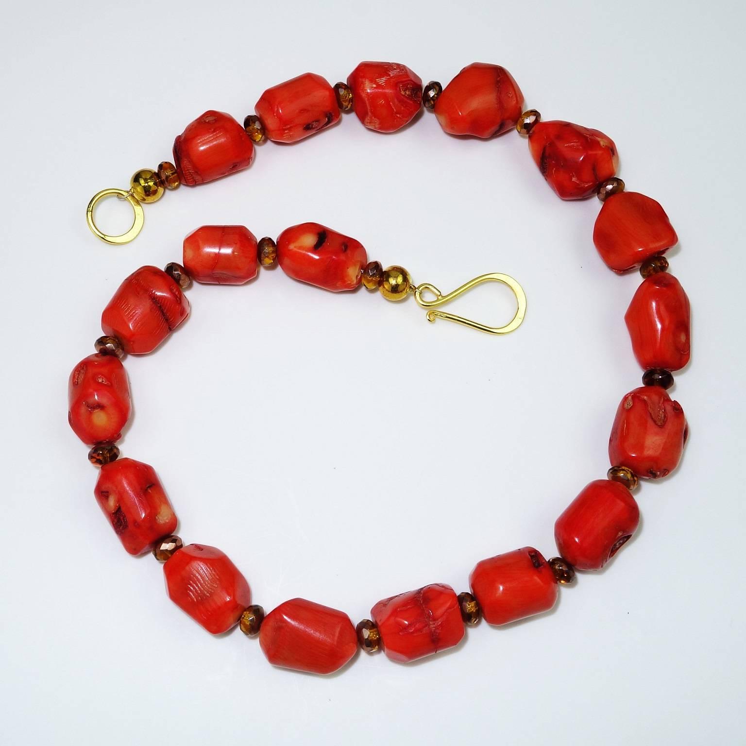 Polished Orange Coral Necklace 1