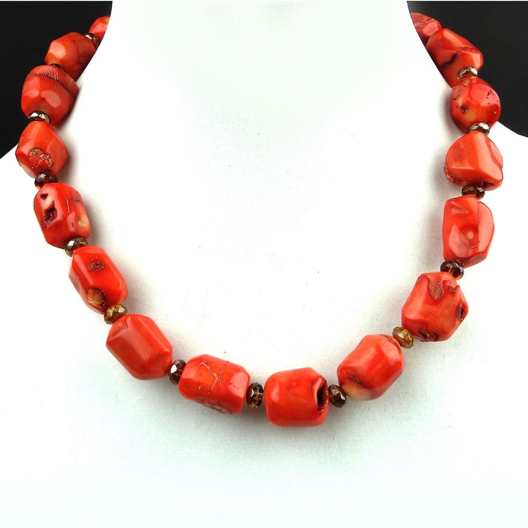 Polished Orange Coral Necklace at 1stDibs