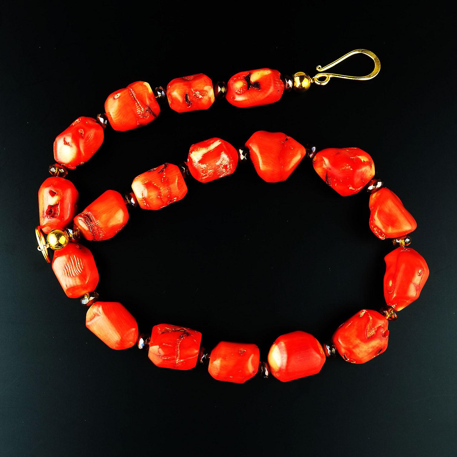 Polished Orange Coral Necklace 4