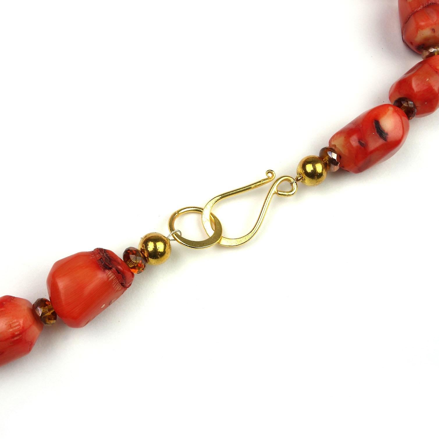 Polished Orange Coral Necklace 6