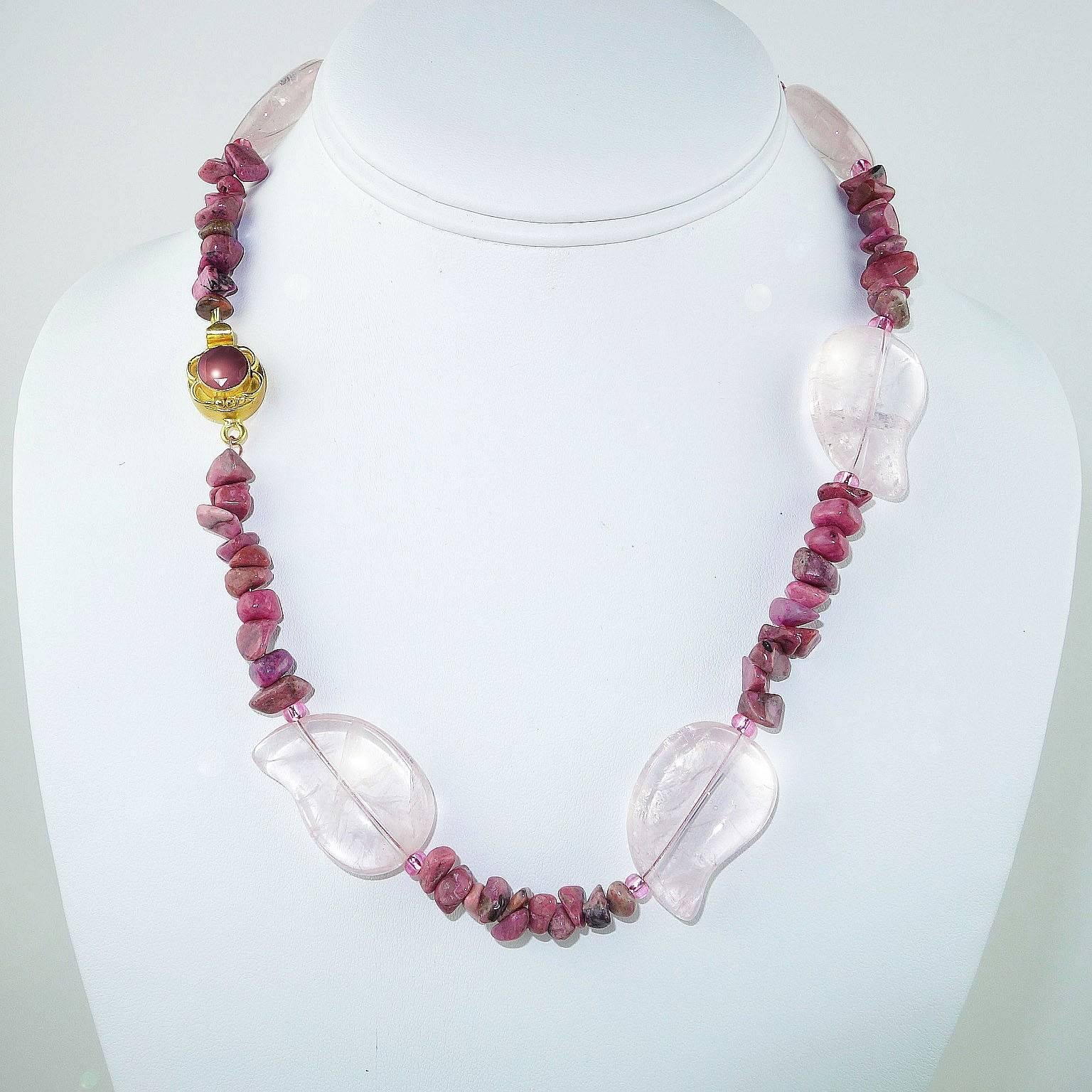 Bead AJD Rose Quartz and Rhodonite Necklace