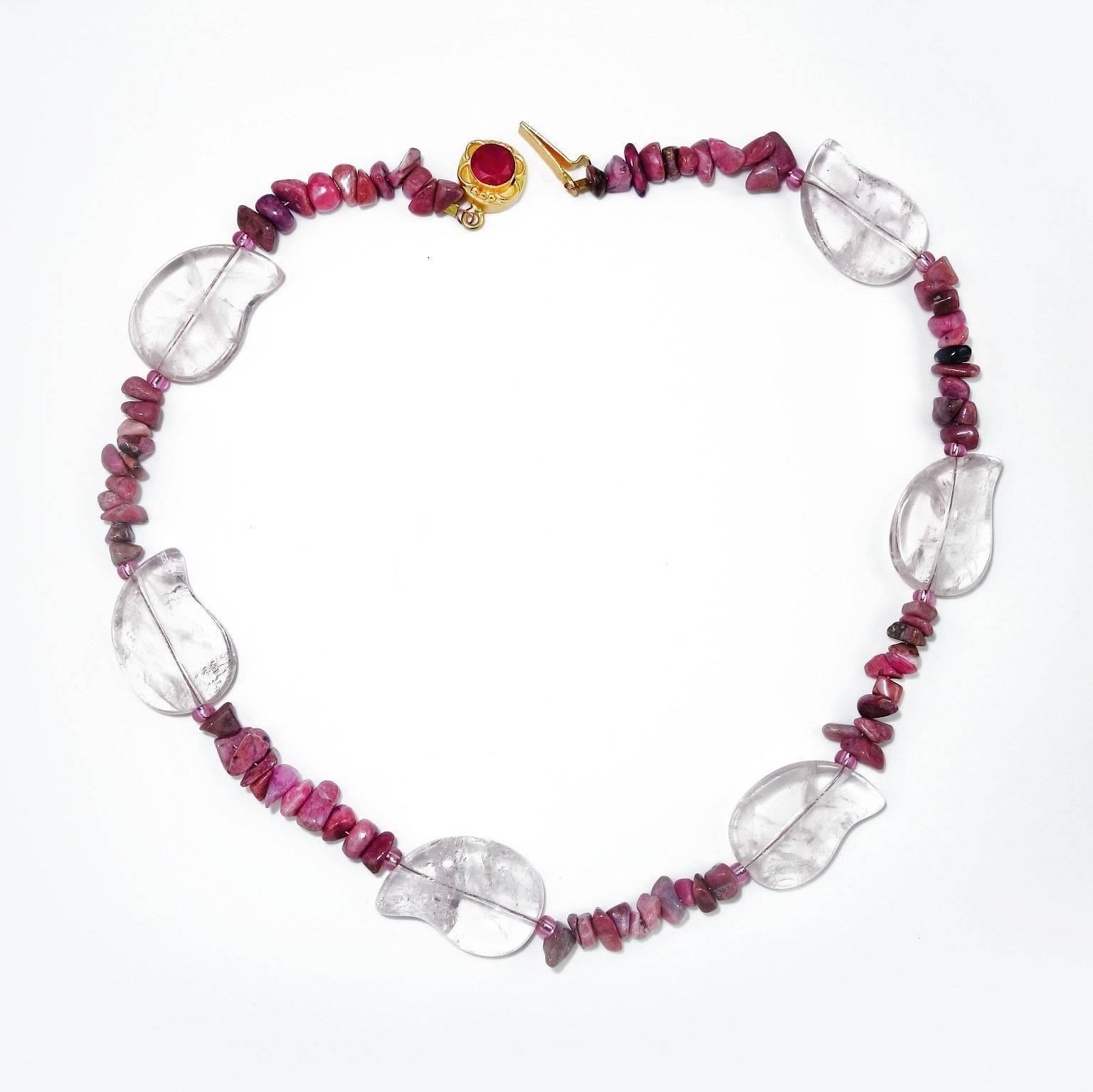 Women's AJD Rose Quartz and Rhodonite Necklace