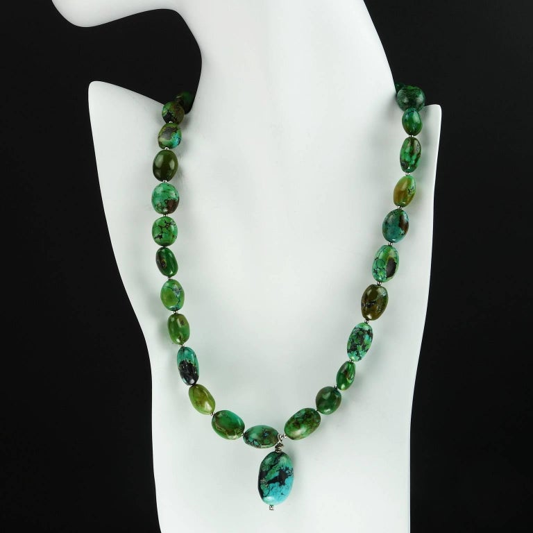 Graduated Green Turquoise in Matrix Necklace at 1stDibs