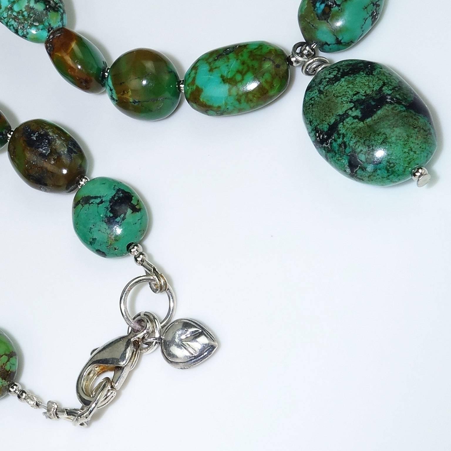 Graduated Green Turquoise in Matrix Necklace 1